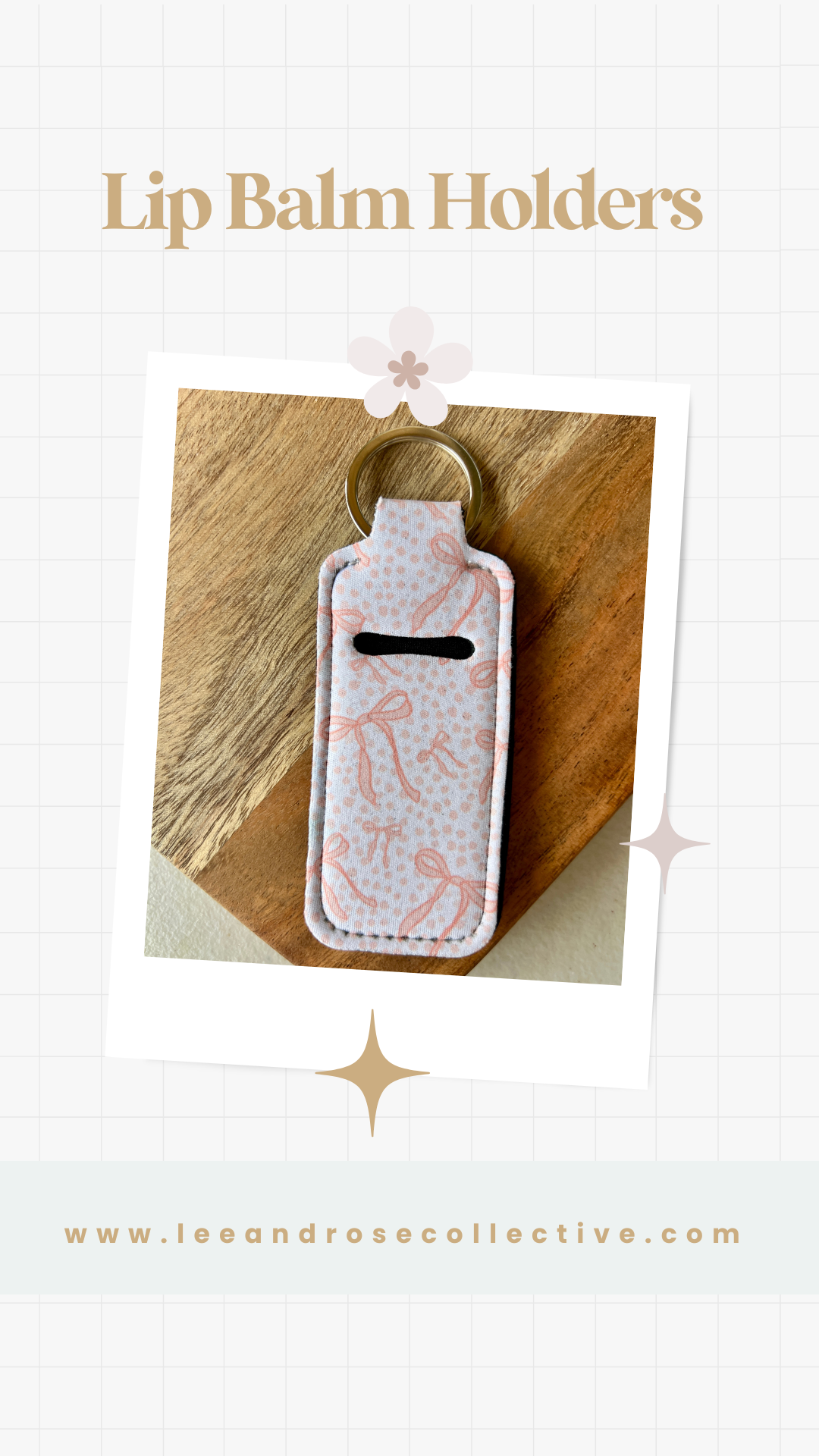 Pink Bow Lip Balm Holder Keychain