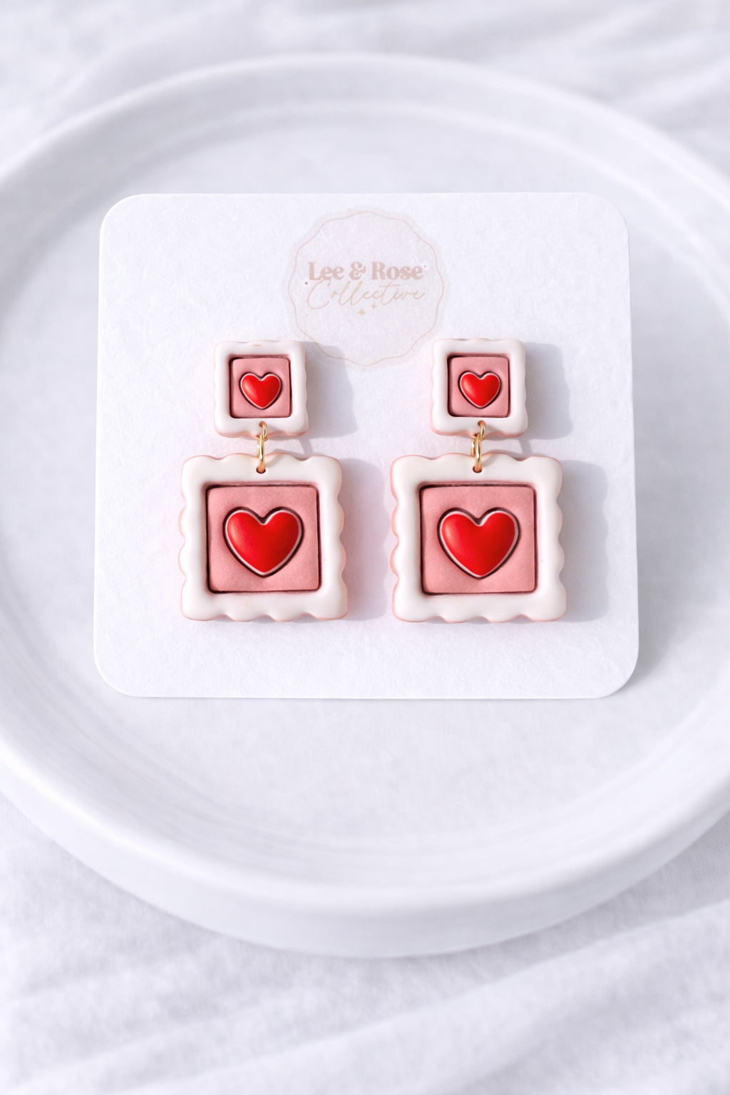 Stamped with Love Dangle - Polymer Clay Earrings