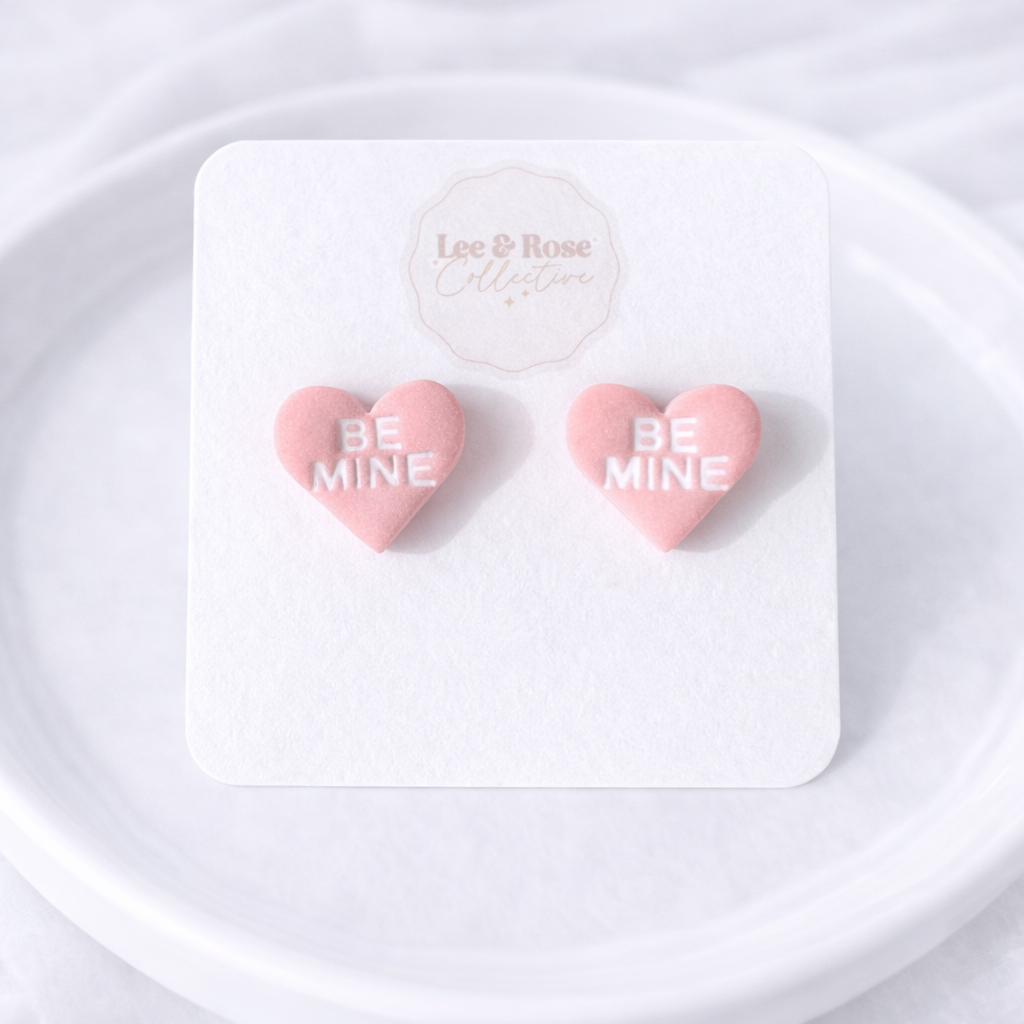 Conversation Hearts Studs - Polymer Clay Earrings
