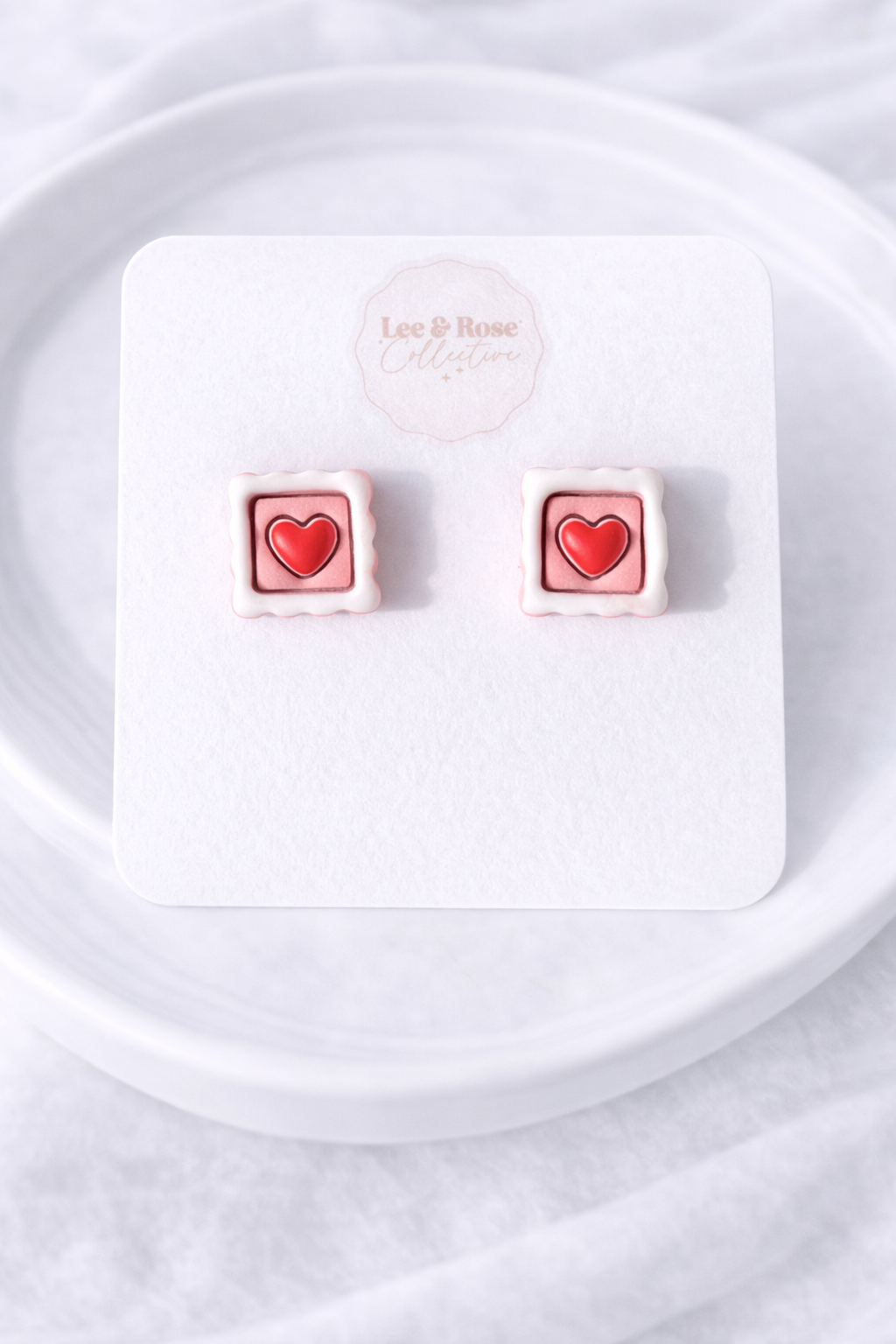 Stamped with Love Studs - Polymer Clay Earrings