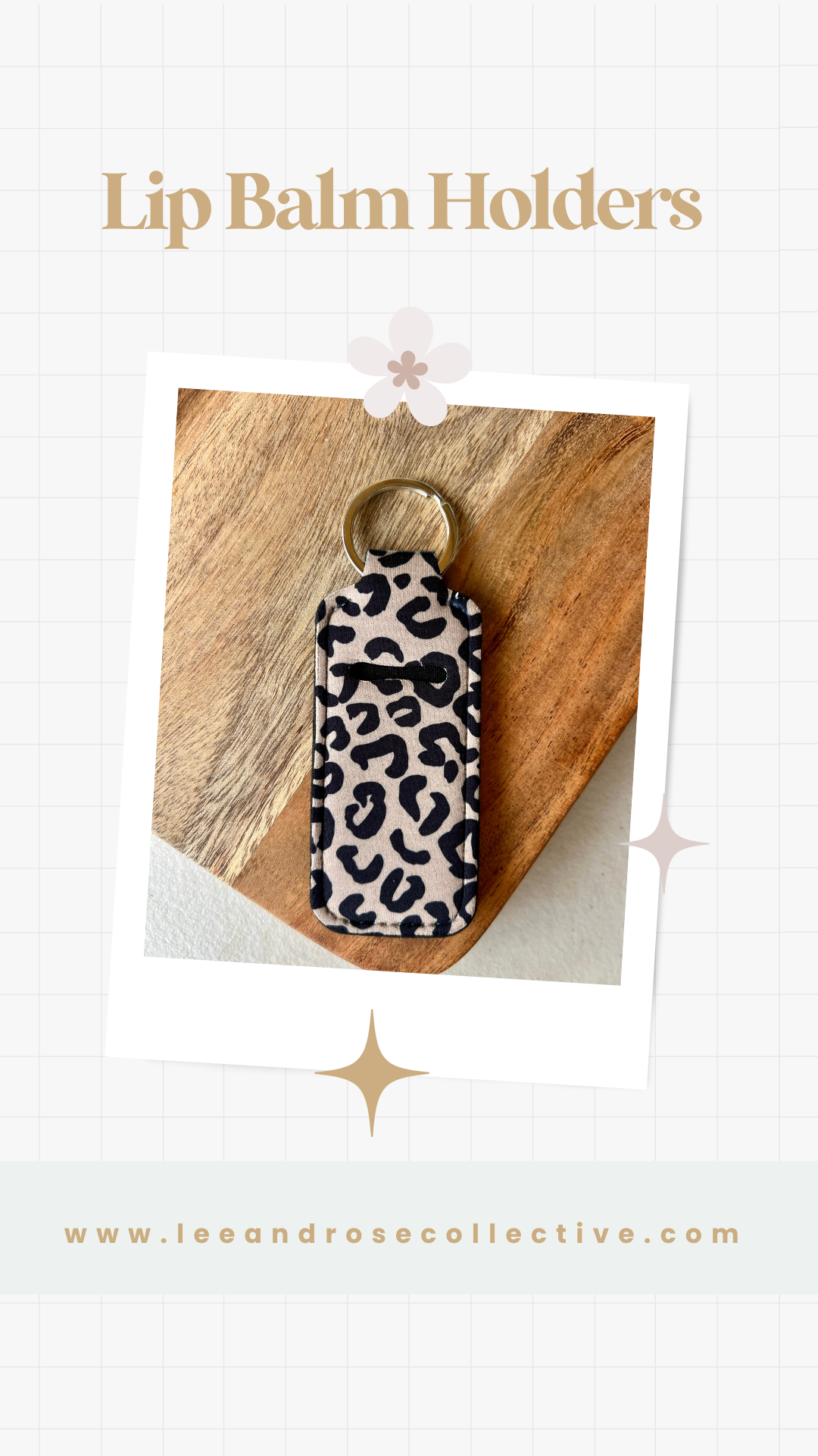 Cheetah Print Lip Balm Holder Keychain