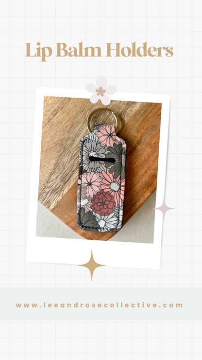 Floral Lip Balm Holder Keychain