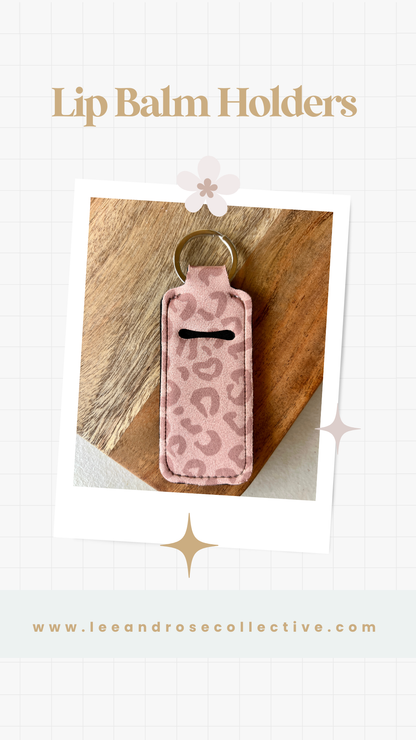 Pink Cheetah Print Lip Balm Holder Keychain