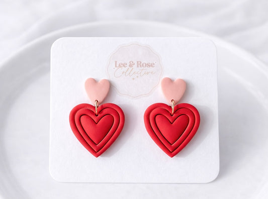 Love Stacked Dangle - Polymer Clay Earrings