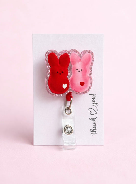 Valentine Marshmallow Bunny Badge Reel
