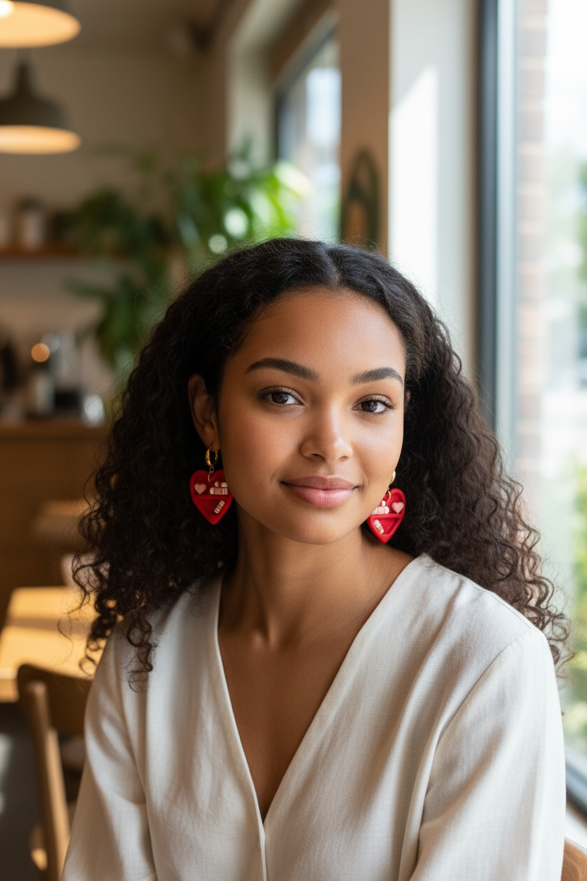 Heart Bookshelf Dangle - Polymer Clay Earrings