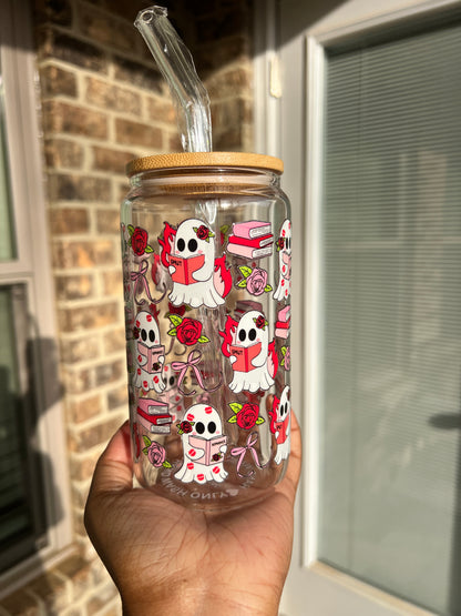 Smutty Book Lover 16 oz Glass Cup- Lid & Straw Included