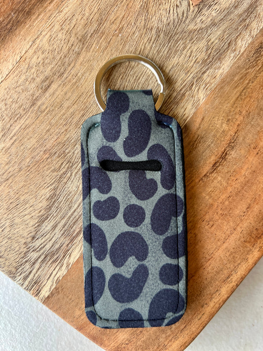 Leopard Print Lip Balm Holder Keychain