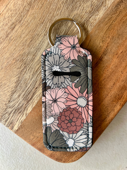 Floral Lip Balm Holder Keychain