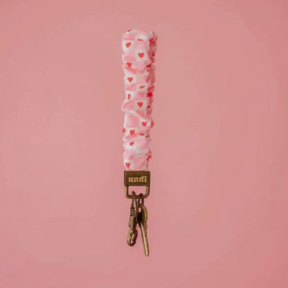 Heart Checkered Scrunchie Wrist Keychain