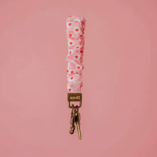 Heart Checkered Scrunchie Wrist Keychain